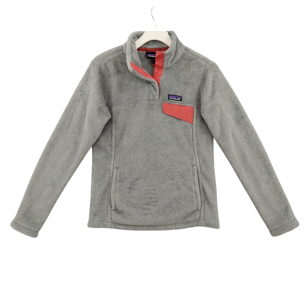 Patagonia Womens Gorpcore Granola Re-Tool Snap-T Pullover S Gray Coral Fleece